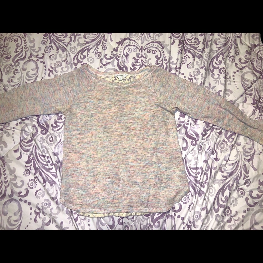 Multicolored Lace Back Sweater - Delias size Large
